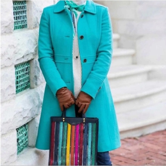 Gorgeous J. Crew Double Cloth Lady Day Coat teal turquoise blue green - Picture 11 of 11